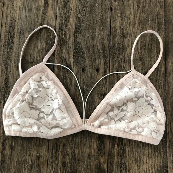Amuse Society Size Large Beige Lace Triangle Bra Bralette Wire Free Intimate L - Picture 1 of 3